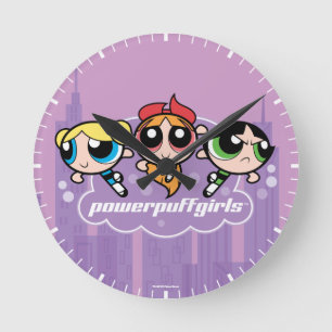 Powerpuff Girls Team Logo Round Clock