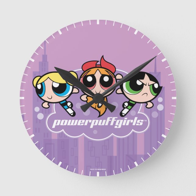 Powerpuff Girls Team Logo Round Clock (Front)