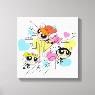 Powerpuff Girls Townsville Pattern Canvas Print