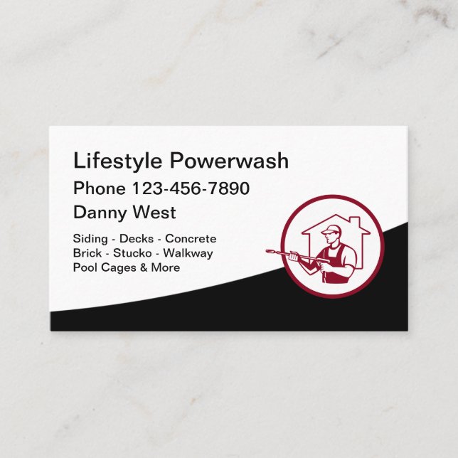 Powerwash And Pressure Cleaning Business Card (Front)