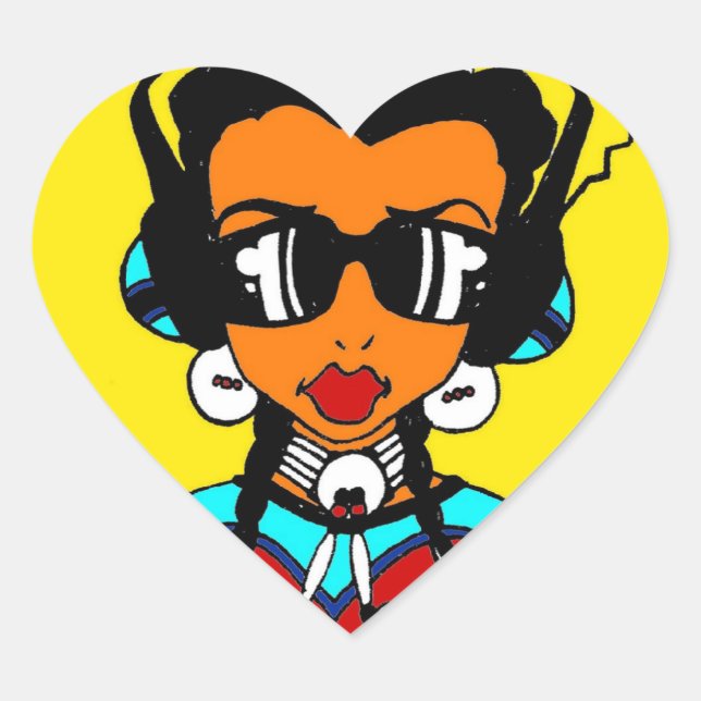 Powwow Girl Heart Sticker (Front)