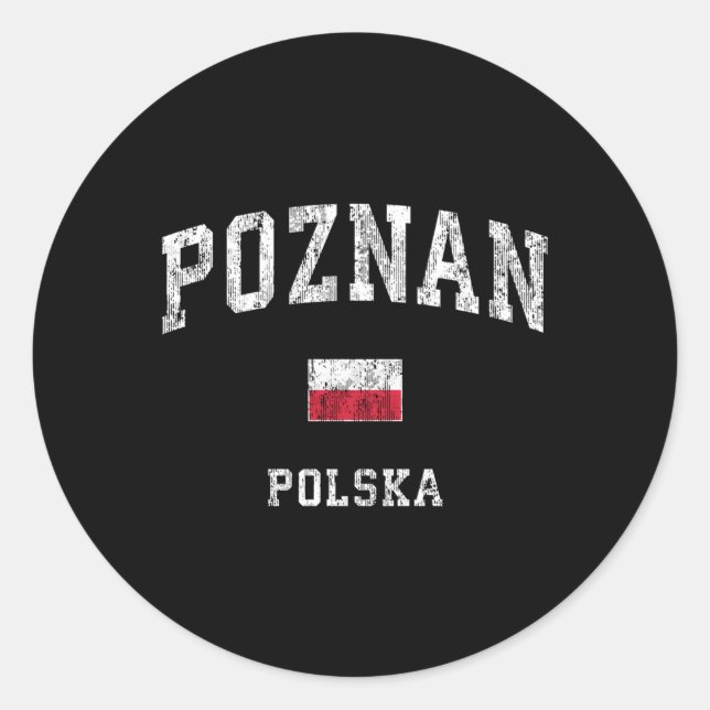 Poznan Poland Polska Athletic Sports Classic Round Sticker (Front)