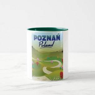 Poznań Poland Travel poster. Two-Tone Coffee Mug