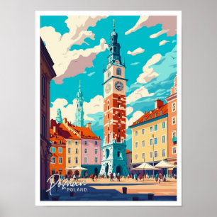 Poznan Poland Travel Vintage illustration Poster