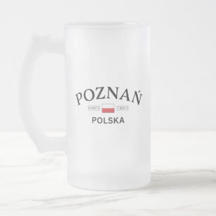 Poznan Polska (Poland) Polish Coordinates Frosted Glass Beer Mug