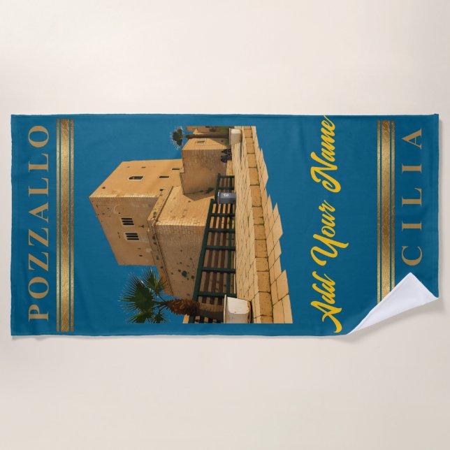 Pozzallo Sicilia Torre Cabrera Beach Towel (Front)
