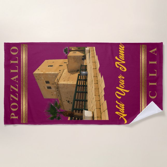 Pozzallo Sicilia Torre Cabrera Beach Towel (Front)