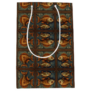 PP 572 Steampunk Fishes 3 of 3 Medium Gift Bag