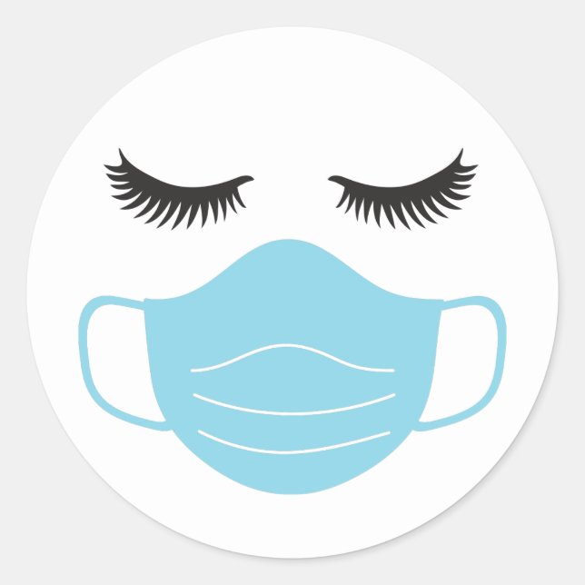 PPE Mask and Lashes Classic Round Sticker (Front)