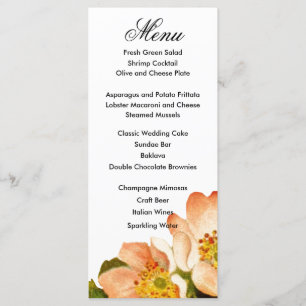 pple Blossom Watercolor Stems Wedding Menu