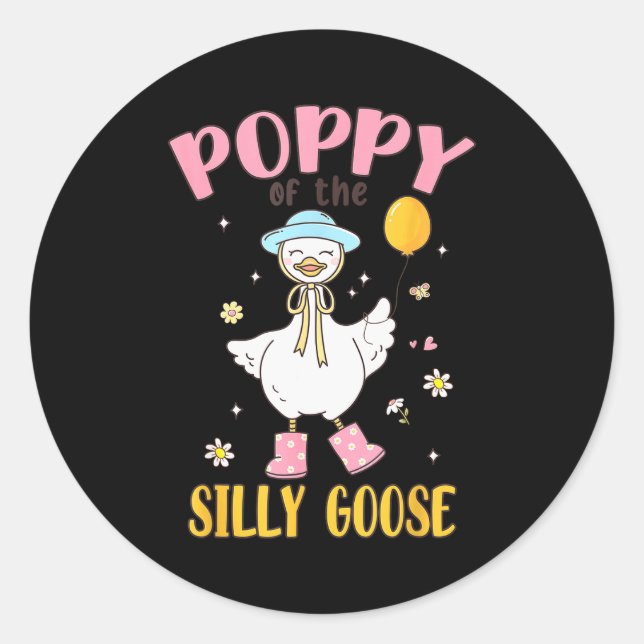 Ppy Of The Silly Goose First Birthday Family Match Classic Round Sticker (Front)