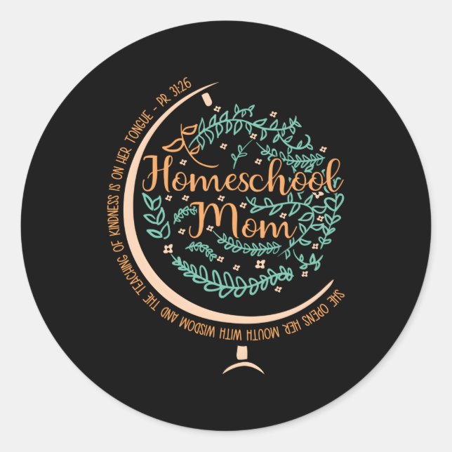 Pr 3126 Christian Homeschool Mum Classic Round Sticker (Front)
