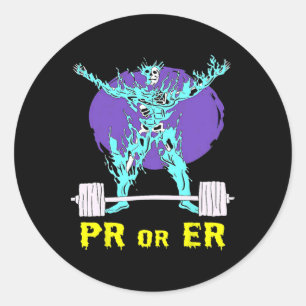 Pr Or Er Gym Weightlifting Bodybuilding Musclebuil Classic Round Sticker