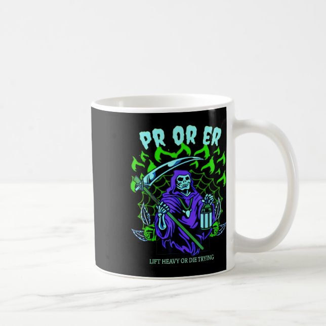 Pr Or Er Gym Weightlifting Bodybuilding Spooky Hal Coffee Mug (Right)