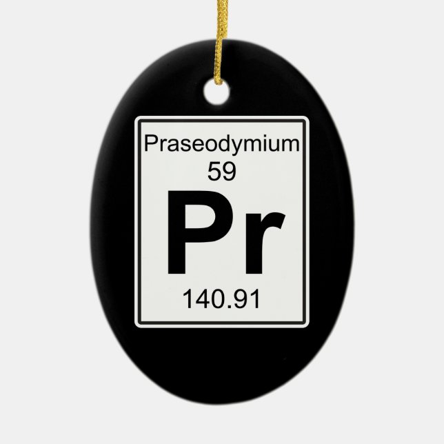Pr - Praseodymium Ceramic Tree Decoration (Front)