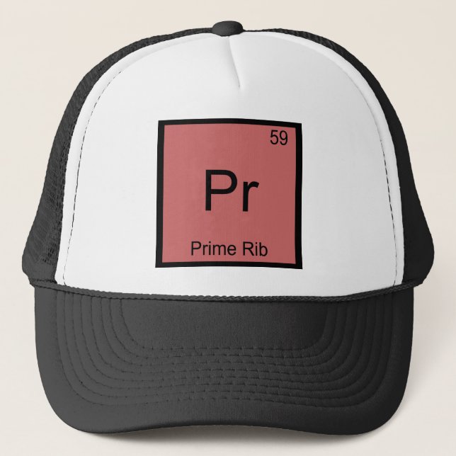 Pr - Prime Rib Funny Chemistry Element Symbol Tee Trucker Hat (Front)