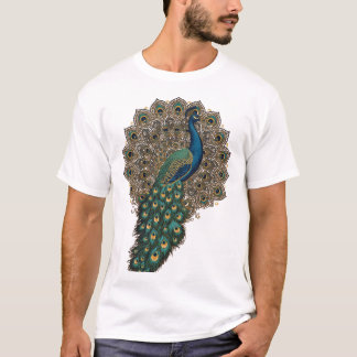Prachtvoller Pfau mit kunstvollem Federfaecher T-Shirt