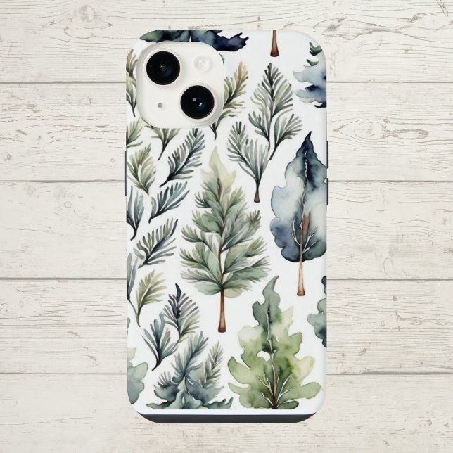 Practical and attractive fir tree iPhone case (Attractive modern watercolor fir tree iPhone case)