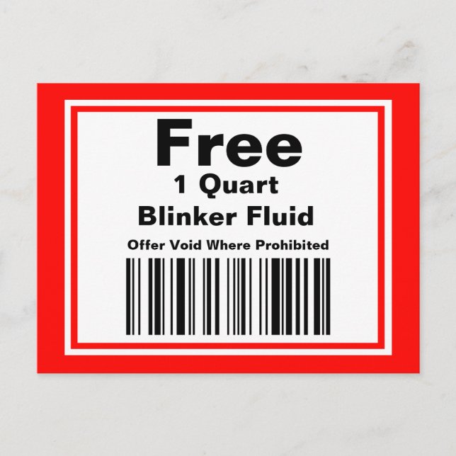 Practical Joke Blinker Fluid Coupon Postcard (Front)