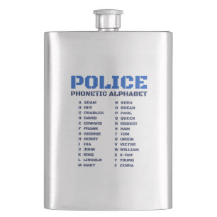 Practical Police Phonetic A to Z Alphabet Hip Flask