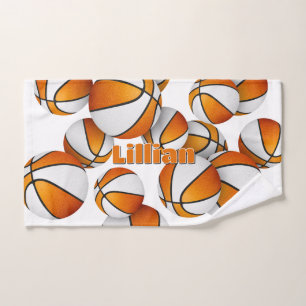 practical sports gifts orange white basketballs hand towel