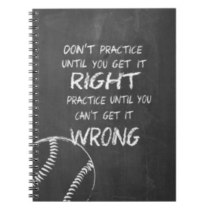 Practice Baseball Motivational Notebook