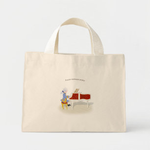 "Practice Maintains Perfect" Mozart Playing Piano Mini Tote Bag