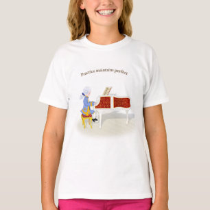 "Practice Maintains Perfect" Mozart Playing Piano T-Shirt