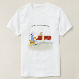 "Practice Maintains Perfect" Mozart Playing Piano T-Shirt