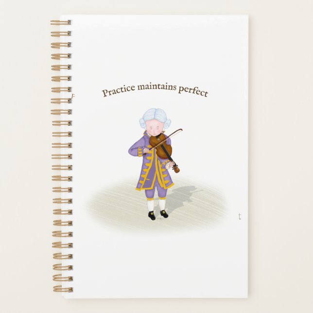Practice Maintains Perfect Mozart Playing Violin Planner (Front)