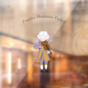 "Practice Maintains Perfect" Mozart Playing Violin Window Cling
