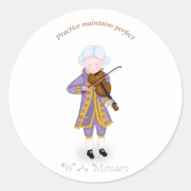 Practice Maintains Perfect (Violin) Classic Round Sticker (Front)