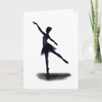 "Practice Makes Perfect" ballerina card - purple