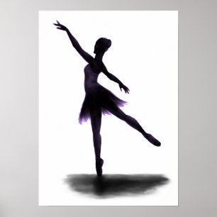 "Practice Makes Perfect" ballerina poster - purple
