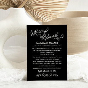 Practice Makes Perfect Black Rehearsal Dinner Invitation