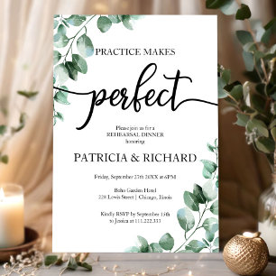 Practice Makes Perfect Greenery Rehearsal Dinner Invitation