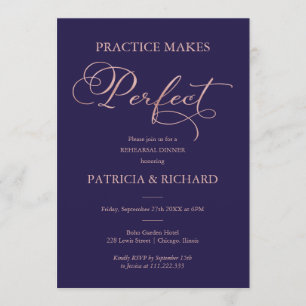 Practice Makes Perfect Rose Gold Rehearsal Dinner Invitation