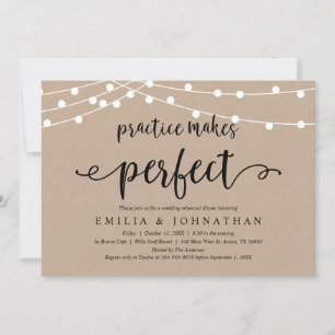 Practice makes Perfect, Rustic Rehearsal Dinner Invitation