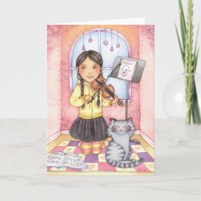 Practice Makes Perfect - Violin Girl Greeting Card (Front)