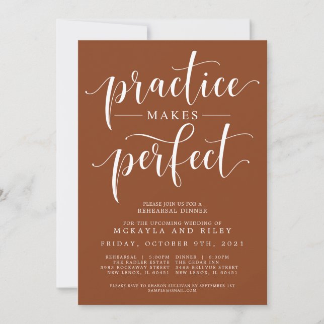 Practice Makes Perfect Wedding Rehearsal Dinner Invitation (Front)