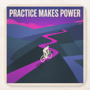 Practice Makes Power Square Paper Coaster