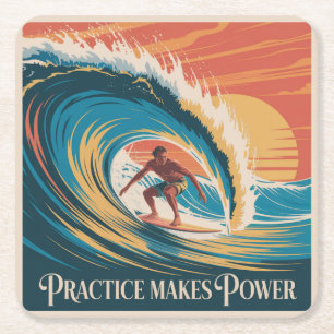 Practice Makes Power Square Paper Coaster