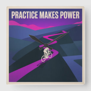 Practice Makes Power Square Wall Clock