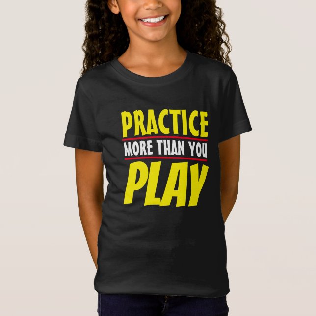 Practice More | Motivational Phrase Red Typography T-Shirt (Front)