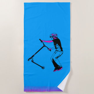 Practicing Scooter Tricks - Scooter Rider Beach Towel