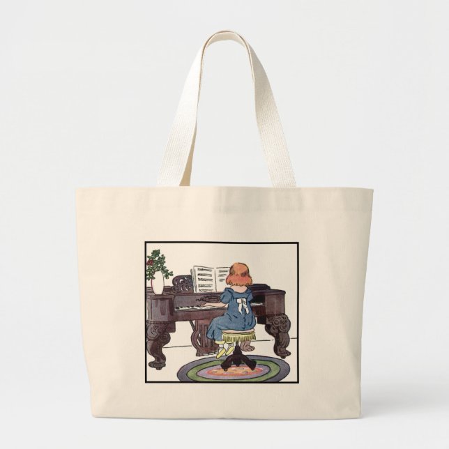Practicing the Piano Large Tote Bag (Front)