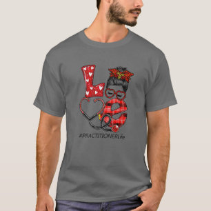 Practitioner Nurse Plaid Leopard Love Heart Messy T-Shirt