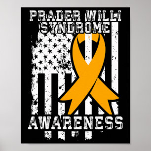 Prader Willi Syndrome Awareness - American Flag  Poster
