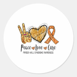 Prader-willi Syndrome Awareness Peace Love Cure Ri Classic Round Sticker