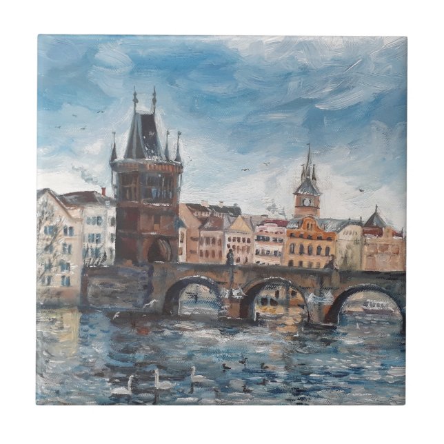 Prag - charles bridge painting tile (Front)